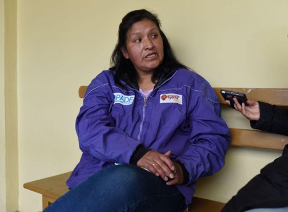 La promotora Dominga Quispe en entrevista. El Alto, Bolivia. Foto: Gustavo Ticona