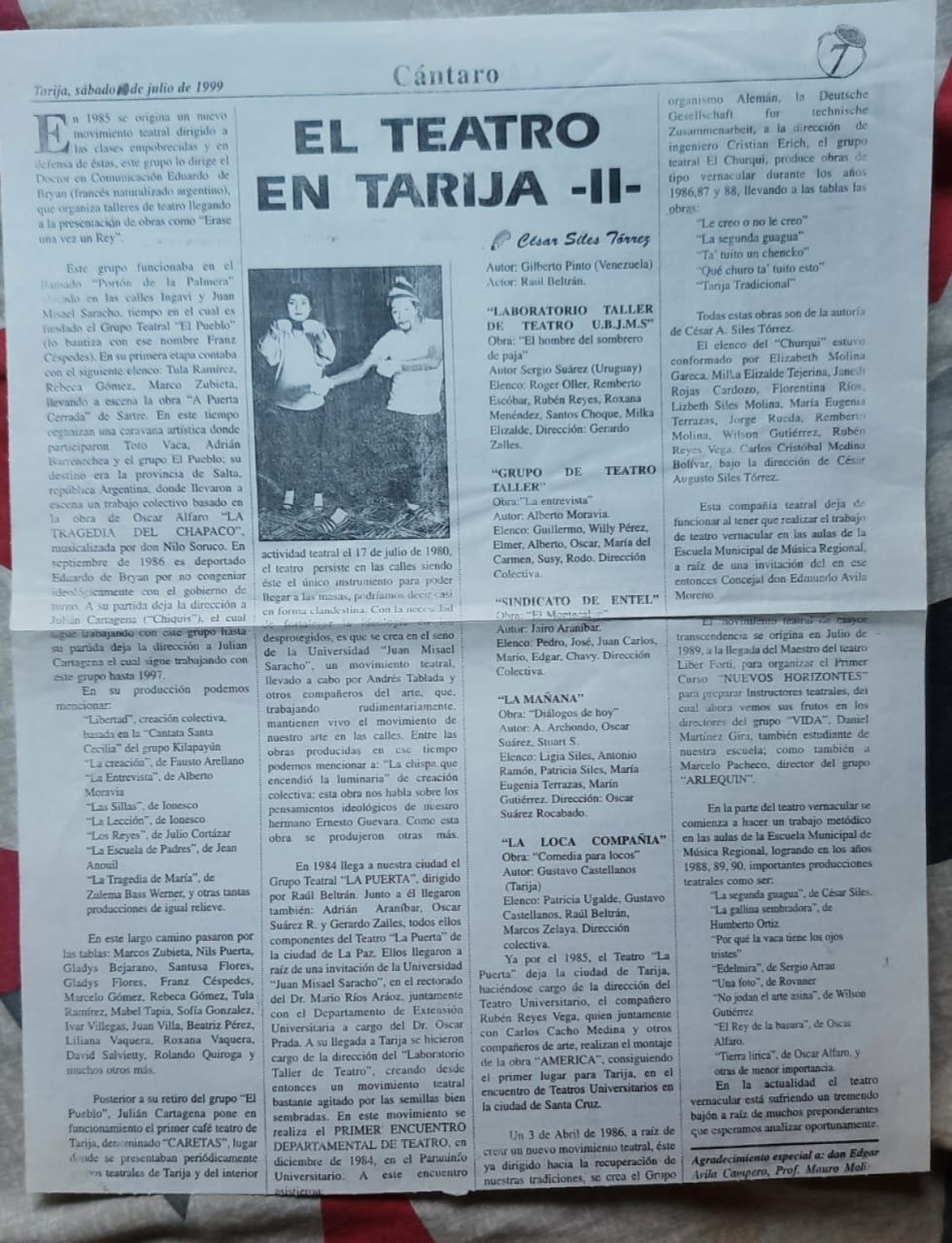 Memoria teatral de Tarija