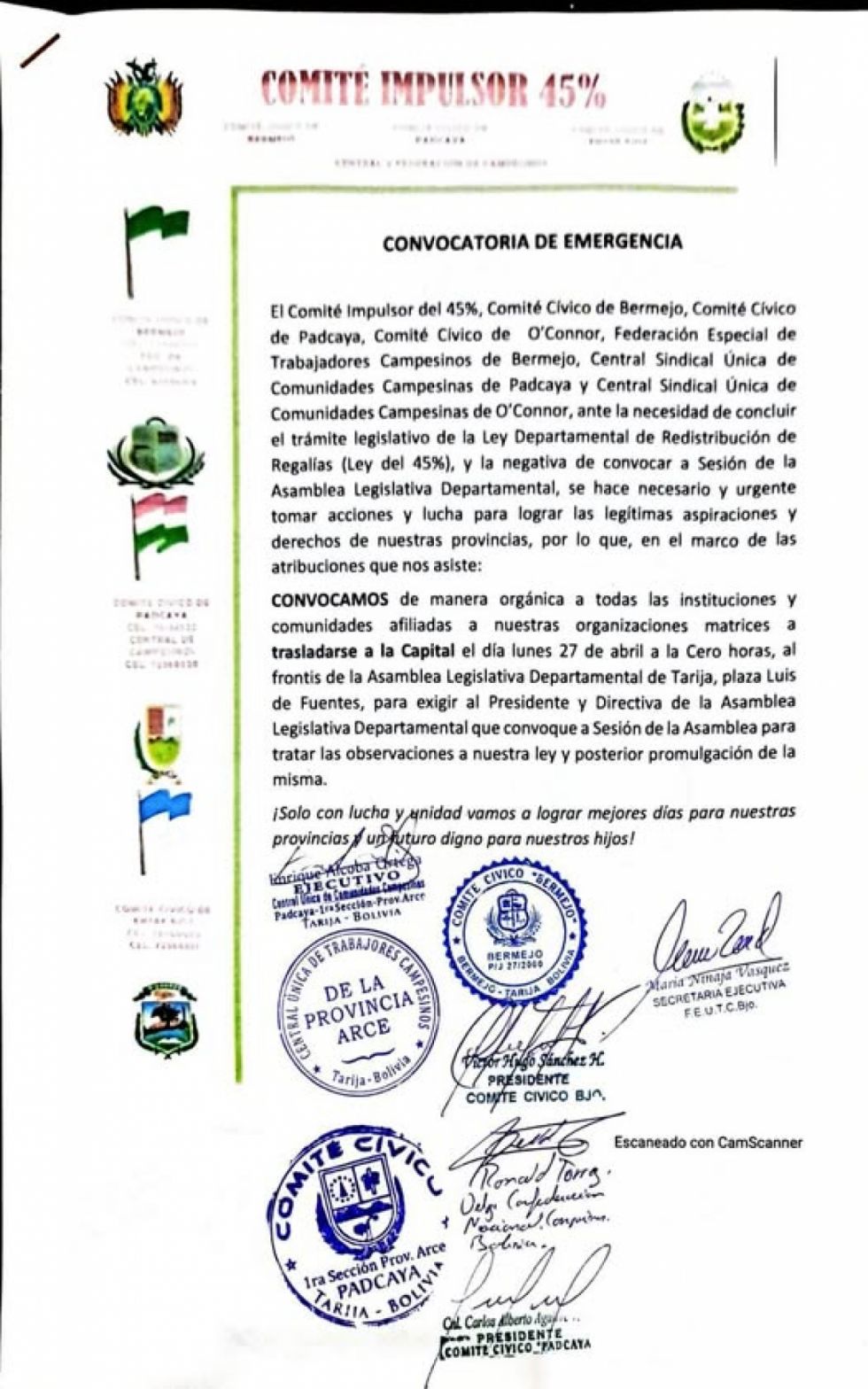 Comité Impulsor de la ley del 45% convoca a movilizaciones por la promulgación