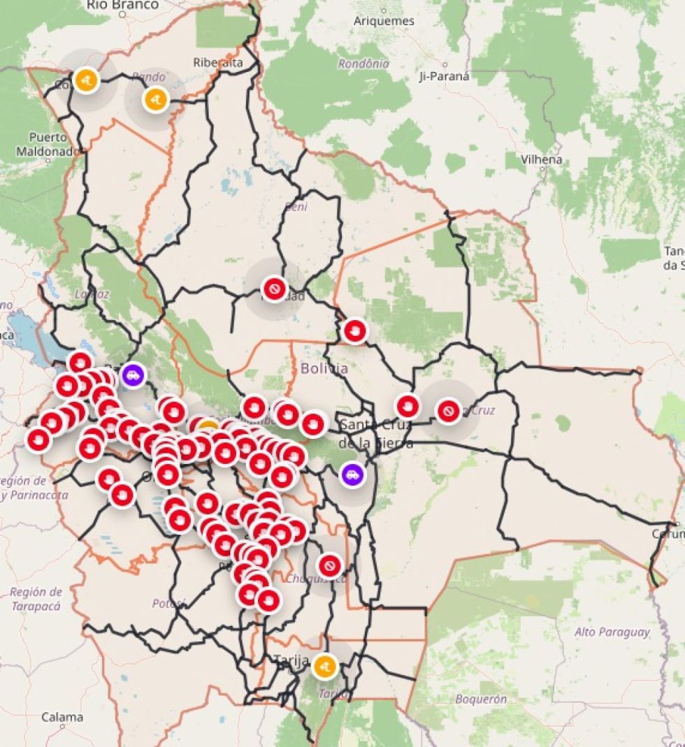 Más de 70 bloqueos mantienen aisladas rutas estratégicas del país