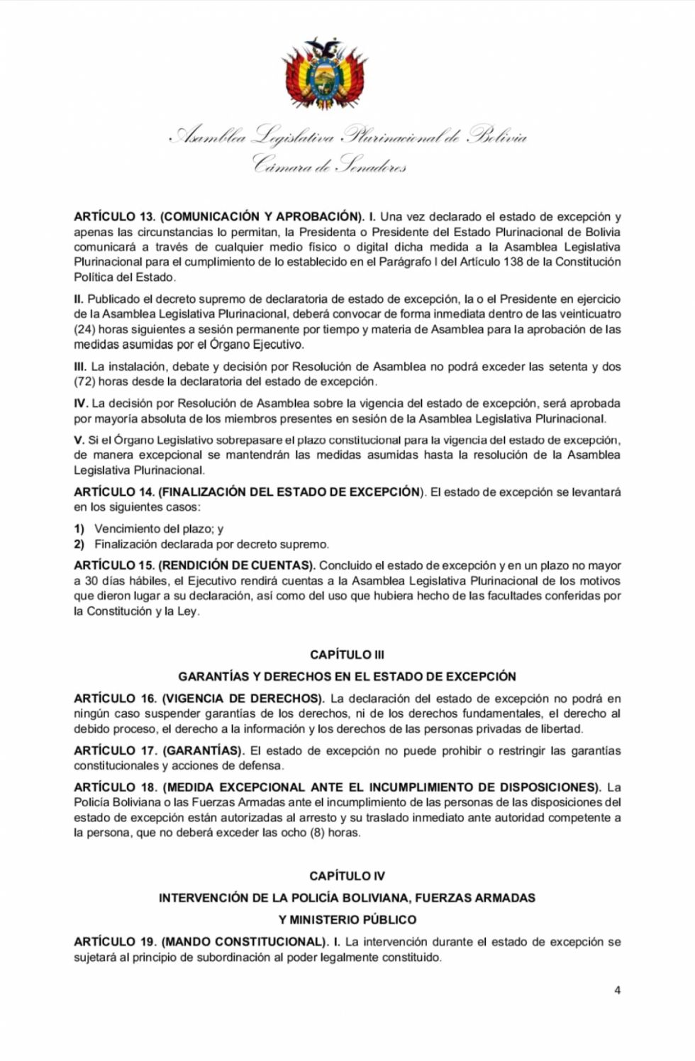 Del plazo a la intervención militar: los cambios que plantea la nueva ley de excepción