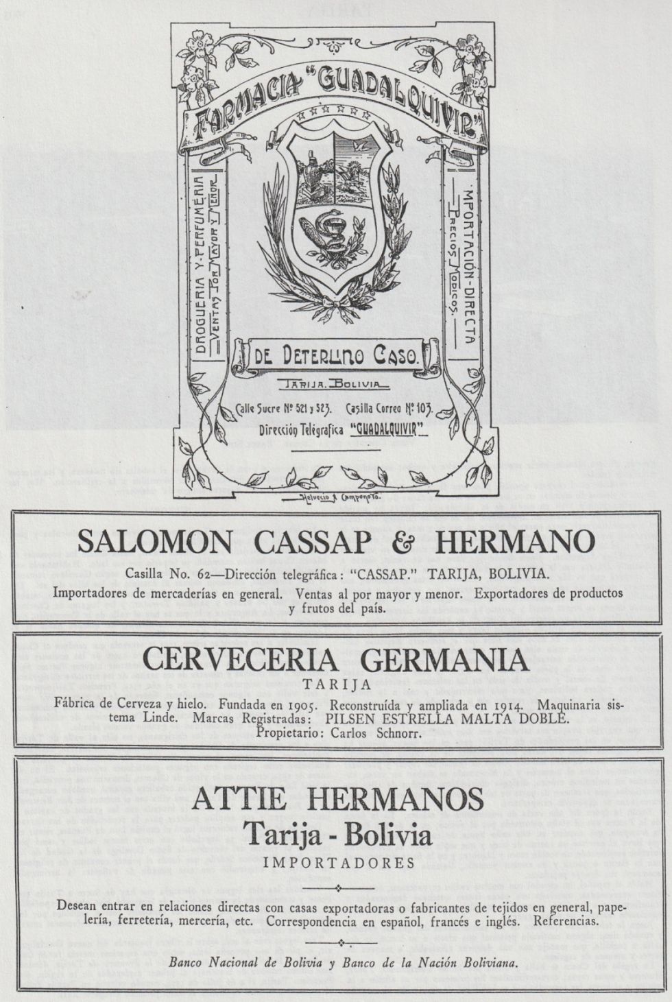 Anuncios de empresas tarijeñas