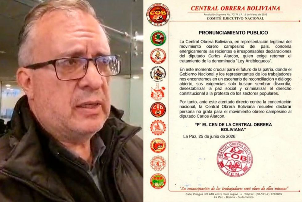 COB declara persona no grata al diputado Alarcón 