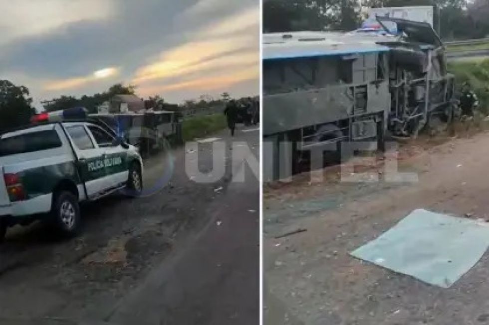 Accidente en carretera: Un bus vuelca en la ruta Cochabamba-Santa Cruz 
