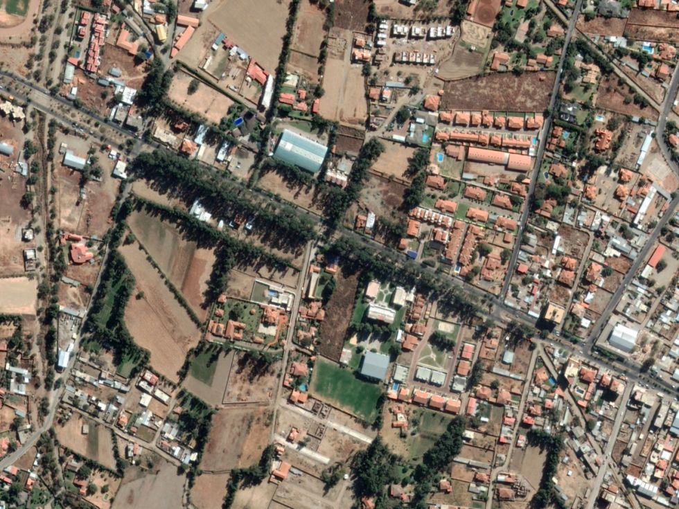 Imagen satelital de la Av. Ecológica de Tiquipaya, Cochabamba. 2016