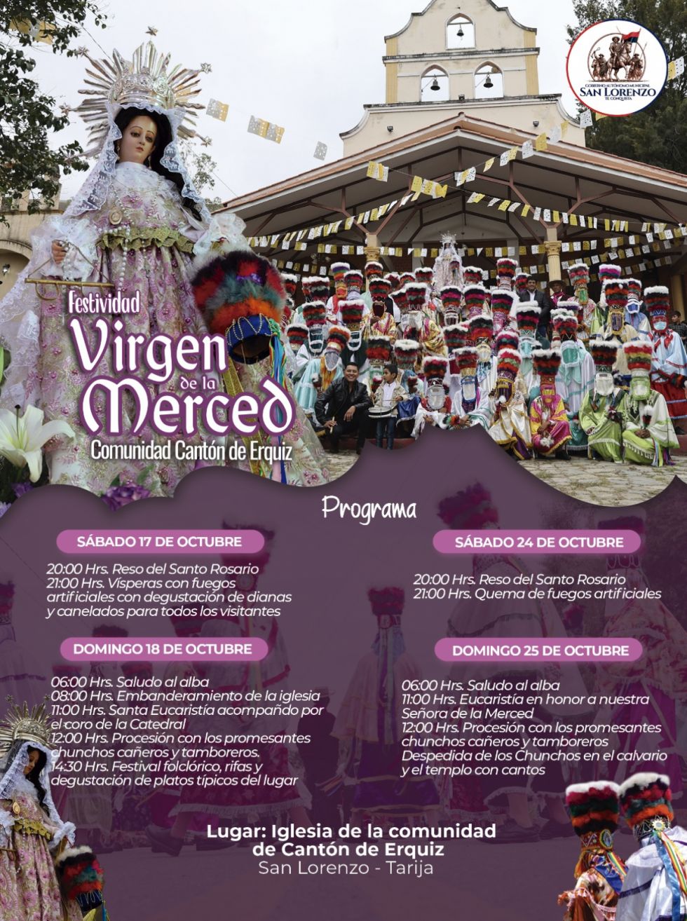 Cantón de Erquiz invita a celebrar la festividad de la Virgen de la Merced