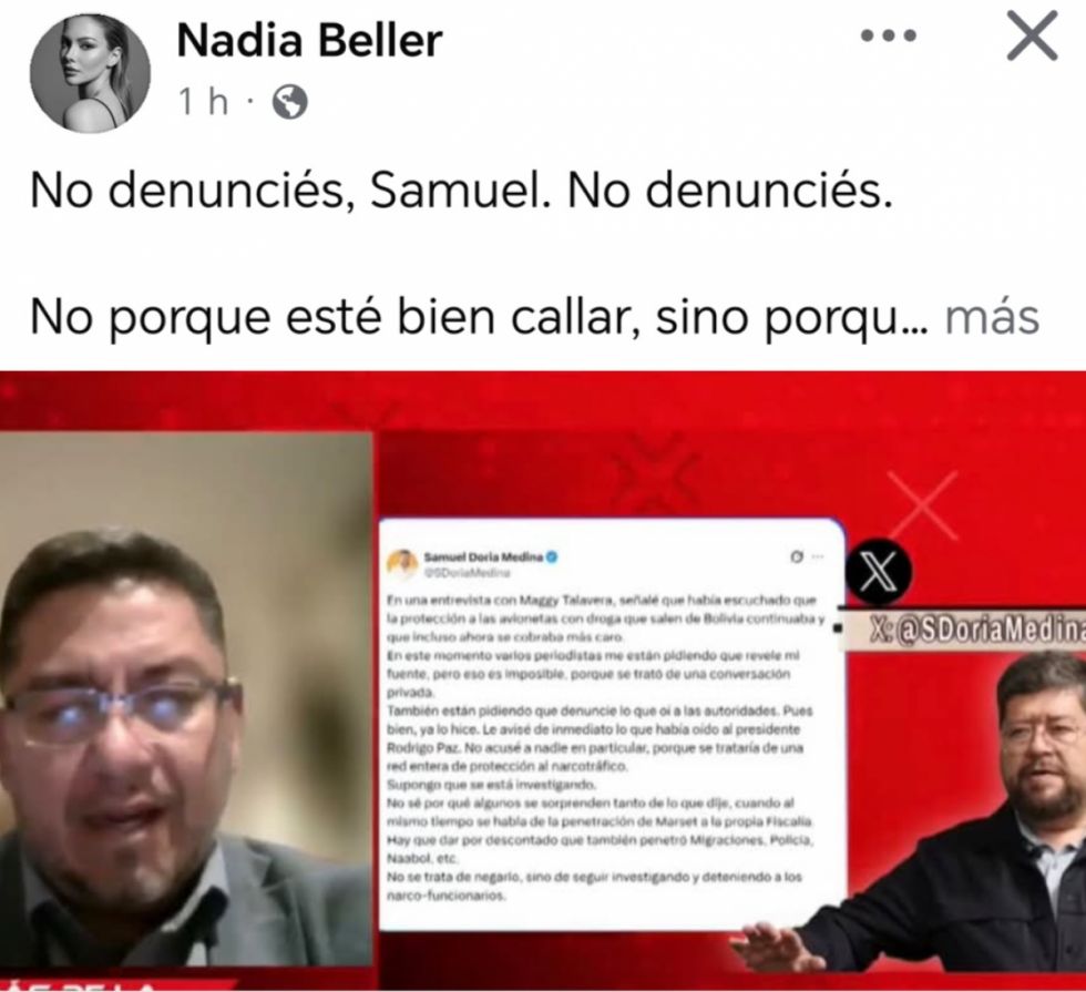 “Denunciar es más peligroso que delinquir”: Beller a Doria Medina