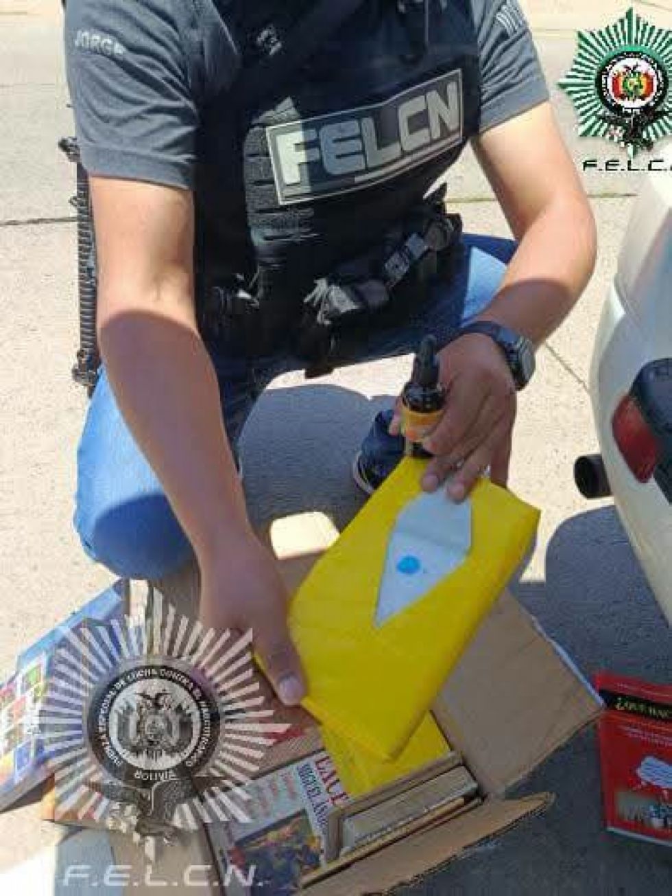Incautan narco encomienda con tres paquetes de cocaína
