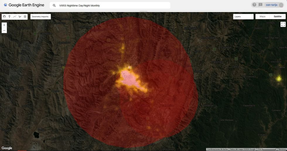 Observatorio Astronómico Nacional, Radiancia, Área Iluminada, Tarija, Santa Ana, El País