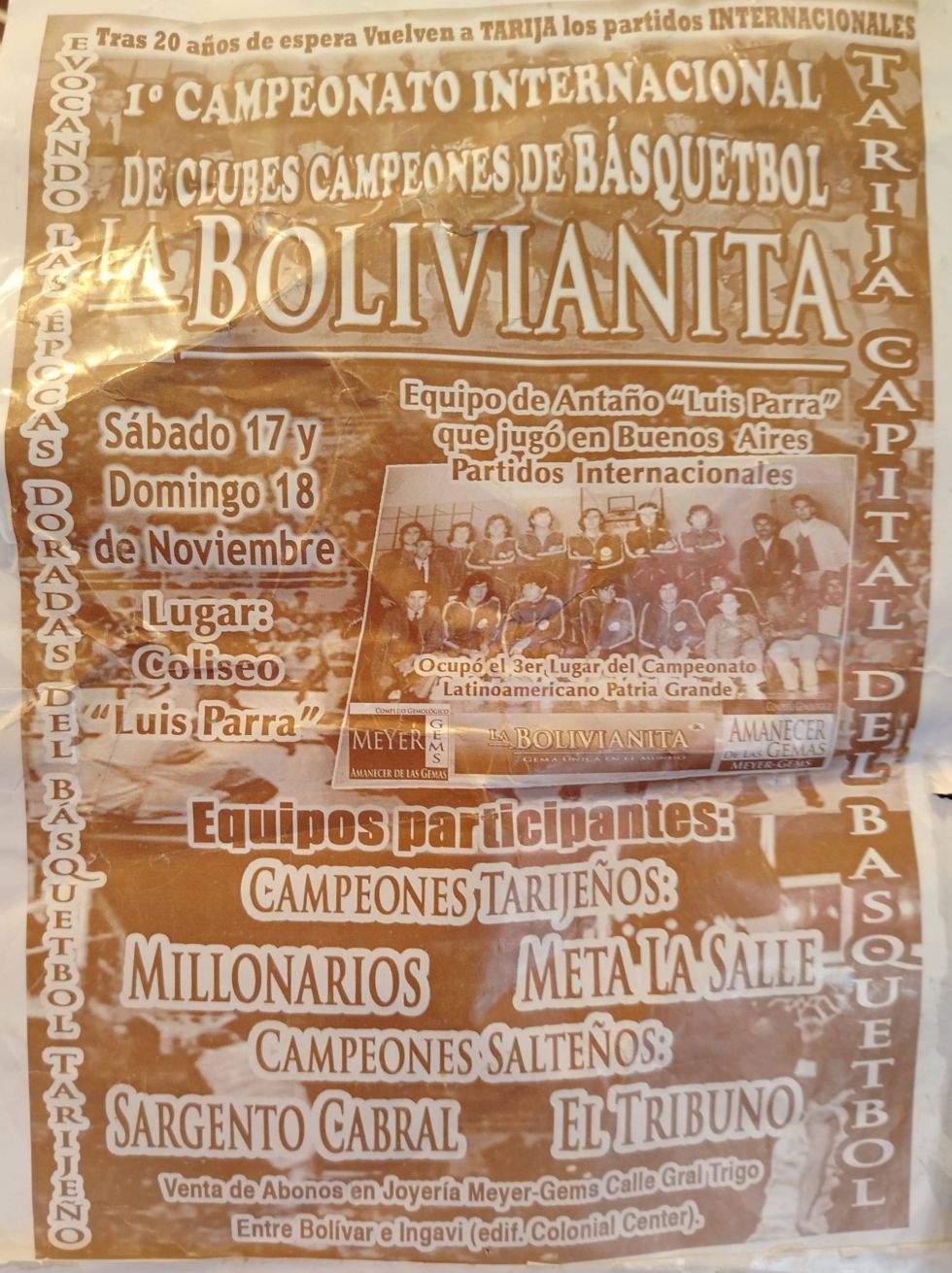 Primer campeonato de básquetbol, Bolivianita, El País