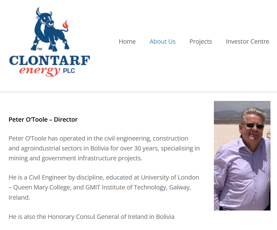 Peter Joseph O'Toole Ford, Clontarf Energy PLC, El País